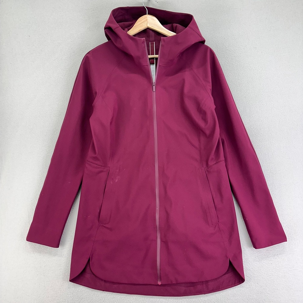 Lululemon Glyde Along Softshell Jacket Womens 6 in Deep Ruby Full Zip Hooded